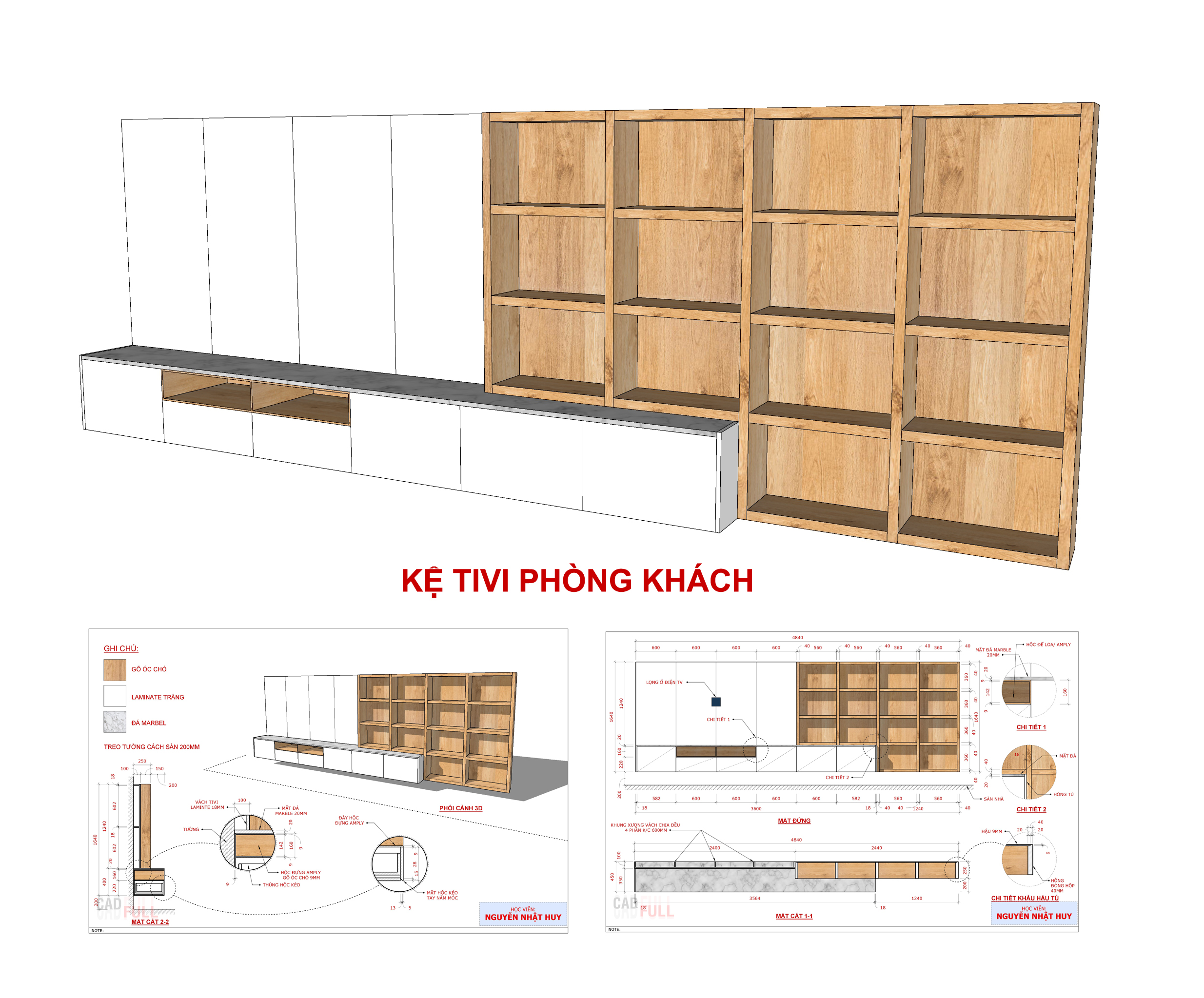 Kệ Tivi Mẫu 1 - Layout Sketchup